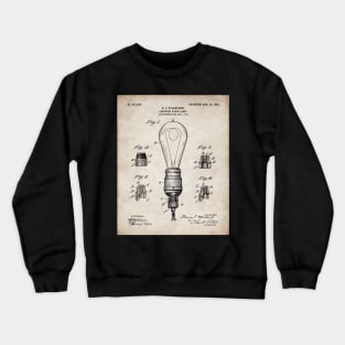 Light Bulb Patent - Industrial Design Architectural Decor Art - Antique Crewneck Sweatshirt